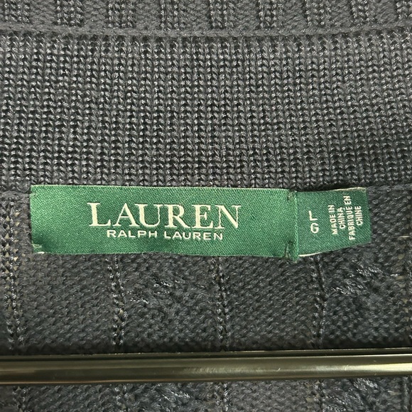 Ralph Lauren Cable Knit Cricket Sweater V-Neck Size L Lauren Active Polo Tennis - Picture 2 of 8